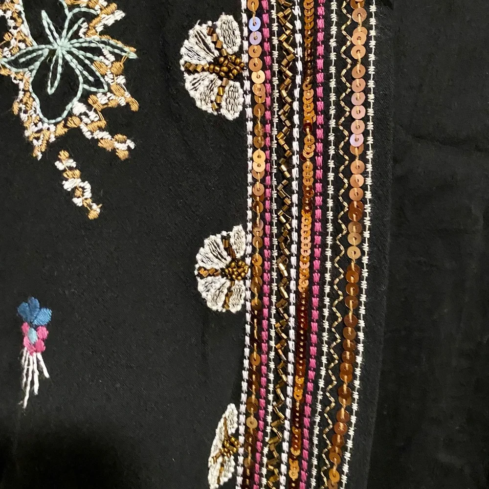 Cotton Embroidered Open-Front Jacket - Picture 7 of 7